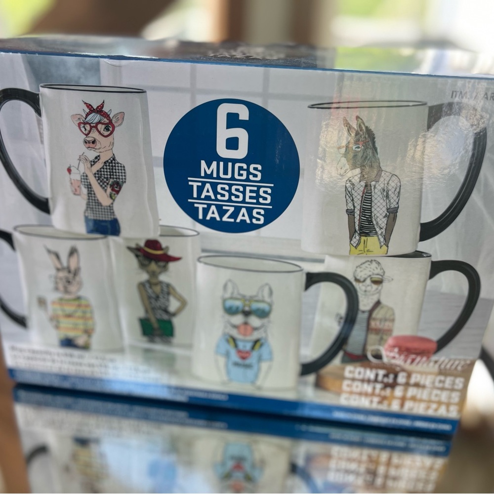 Signature Hipster Animal Stoneware Mugs - Lot of 6 - NIB